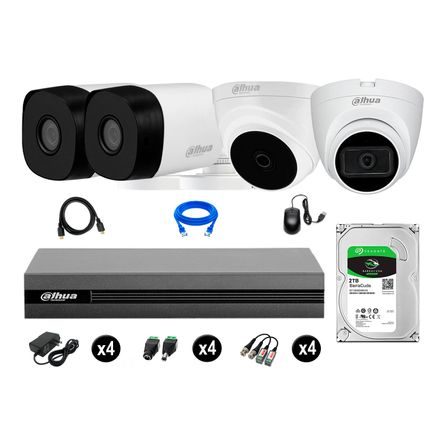 Cámaras Seguridad Kit 4 Dahua Hd 720p 2tb 1 Cámara con Audio Completo