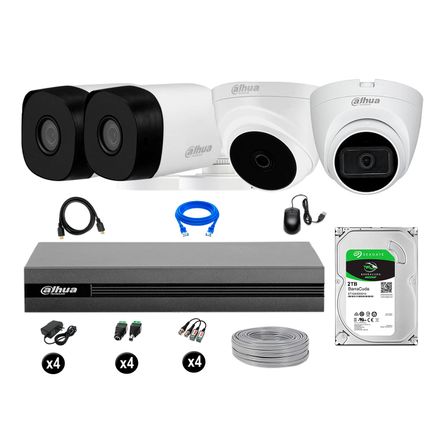 Cámaras Seguridad Kit 4 Dahua Hd 720p 2tb 1 Cámara con Audio