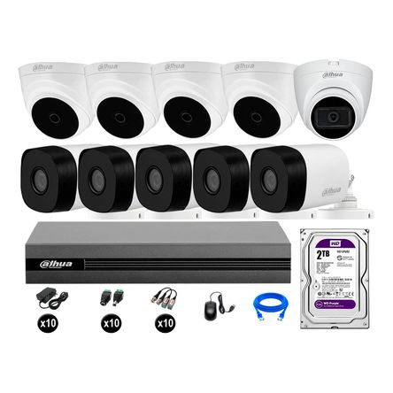 Cámaras Seguridad Kit 10 Dahua Hd 720p 2tb 1 Cámara con Audio