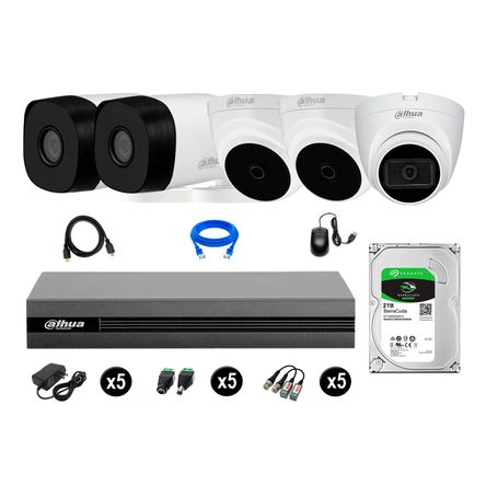 Cámaras Seguridad Kit 5 Dahua Full Hd 2tb 1 Cámara con Audio