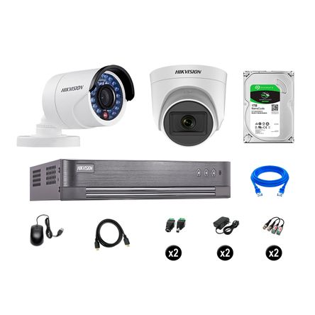 Cámaras de Seguridad Hikvision Kit 2 Vigilancia Hd 720P 1Tb 1 Cámara con Audio