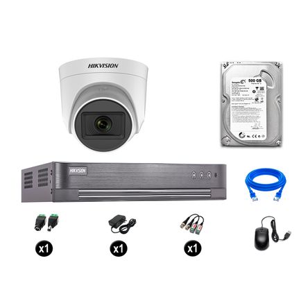 Cámara de Seguridad Hikvision Domo Kit 1 Vigilancia Full Hd 500Gb con Audio Cámara de Seguridad Hikvision Domo Kit 1 Vigilancia Full Hd 500Gb con Audio