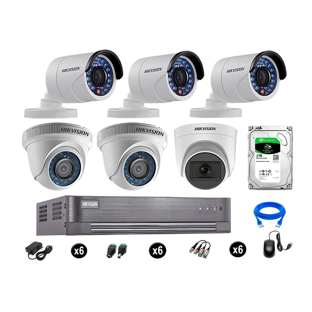 Cámaras de Seguridad Hikvision Kit 6 Vigilancia Hd 720P 1Tb 1 Cámara con Audio Cámaras de Seguridad Hikvision Kit 6 Vigilancia Hd 720P 1Tb 1 Cámara con Audio