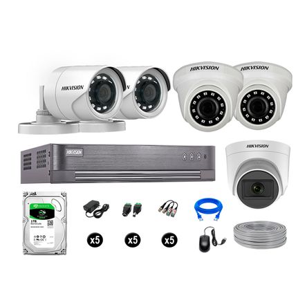 Cámaras de Seguridad Hikvision Kit 4 Vigilancia Hd 720P 2Tb 1 Cámara con Audio Completo