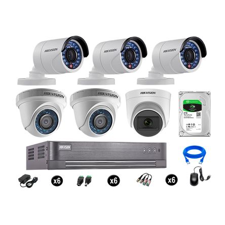 Cámaras de Seguridad Hikvision Kit 6 Vigilancia Hd 720P 2Tb 1 Cámara con Audio