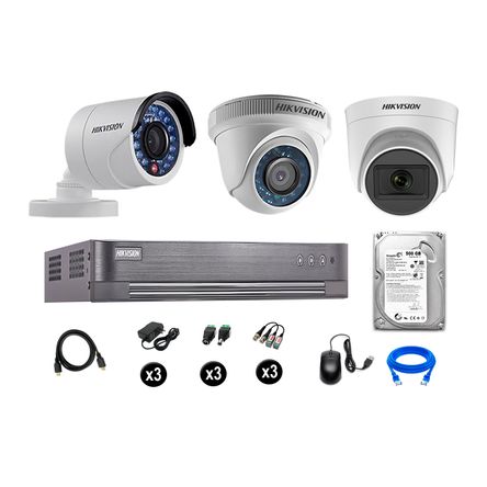 Cámaras de Seguridad Hikvision Kit 3 Vigilancia Hd 720P 1Tb 1 Cámara con Audio