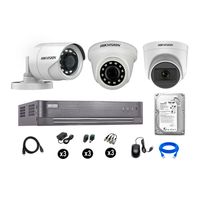 Cámaras de Seguridad Hikvision Kit 3 Vigilancia Full Hd 500Gb 1 Cámara con Audio