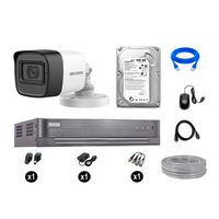 Cámara de Seguridad Hikvision Tubo Kit 1 Vigilancia Full Hd 500Gb Audio Incorporado