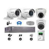 Cámaras de Seguridad Hikvision Kit 4 Vigilancia Full Hd 2Tb 1 Cámara con Audio Completo