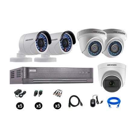 Cámaras de Seguridad Hikvision Kit 5 Vigilancia Hd 720P 2Tb 1 Cámara con Audio