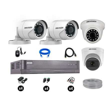 Cámaras de Seguridad Hikvision Kit 4 Vigilancia Full Hd 1Tb 1 Cámara con Audio Completo