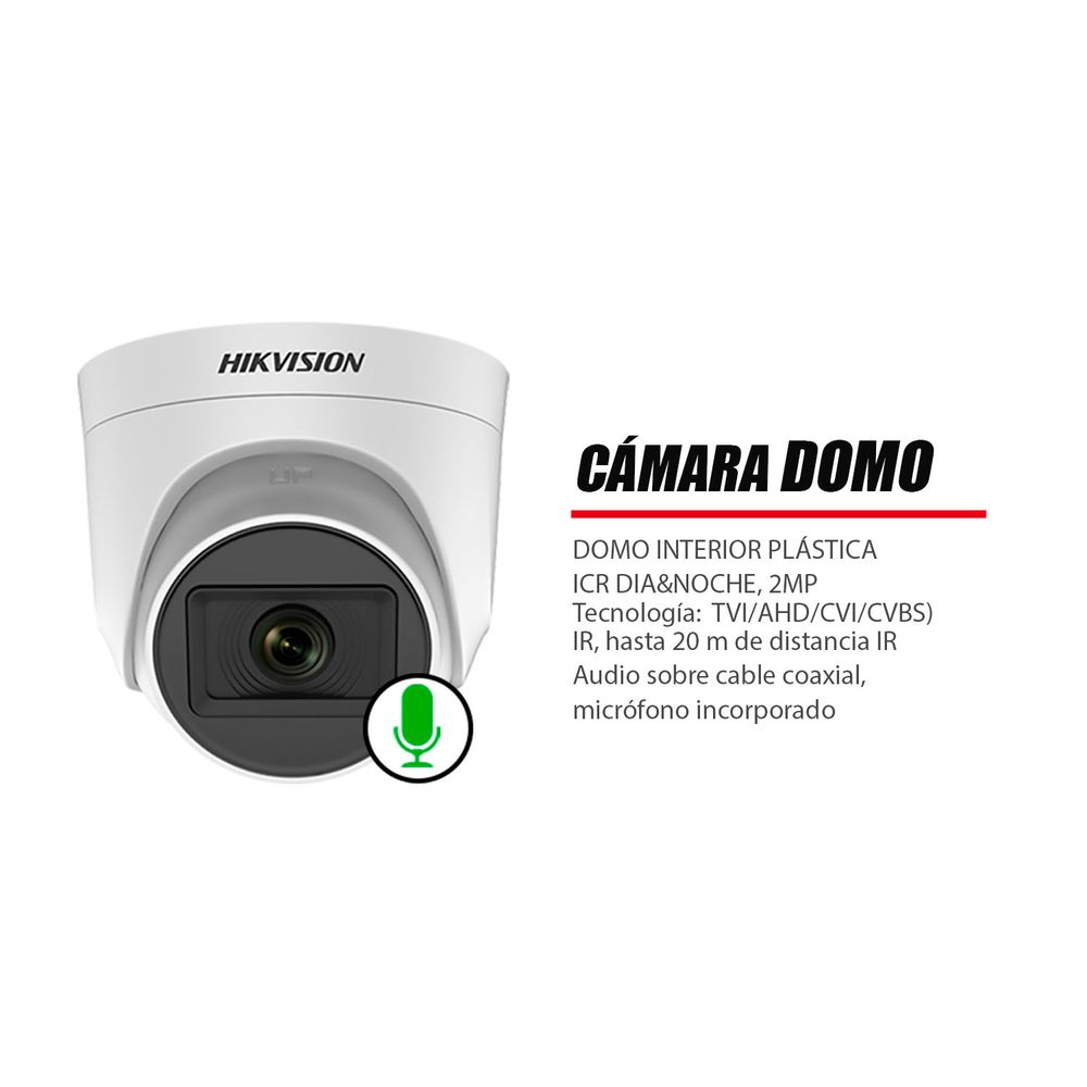 Kit de vigilancia Hikvision – 4 cámaras domo de 5mpx/2.8 mm +