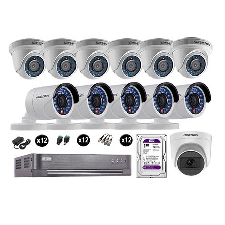 Cámaras de Seguridad Hikvision Kit 12 Vigilancia Hd 720P 1Tb 1 Cámara con Audio