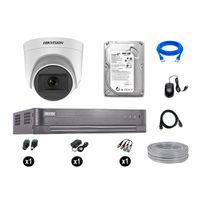 Cámara de Seguridad Hikvision Domo Kit 1 Vigilancia Full Hd 500Gb Audio Incorporado