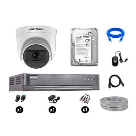 Cámara de Seguridad Hikvision Domo Kit 1 Vigilancia Full Hd 500Gb Audio Incorporado Cámara de Seguridad Hikvision Domo Kit 1 Vigilancia Full Hd 500Gb Audio Incorporado