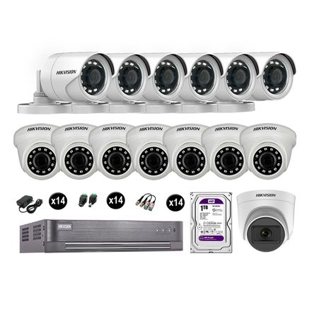 Cámaras de Seguridad Hikvision Kit 14 Vigilancia Full Hd 1Tb 1 Cámara con Audio