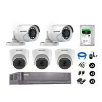 Kit 5 Cámaras de Seguridad Hikvision Full Hd Vigilancia 03 Cámara Audio Incorporado Disco Duro 2Tb