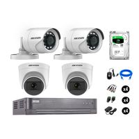 Kit 4 Cámaras de Seguridad Hikvision Full Hd Vigilancia 02 Cámara Audio Incorporado Disco Duro 1Tb