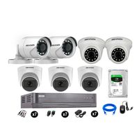 Kit 7 Cámaras de Seguridad Hikvision Full Hd Vigilancia 03 Cámara Audio Incorporado Disco Duro 2Tb