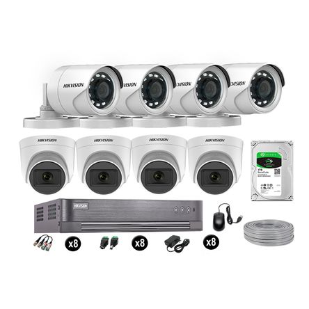 Kit 8 Cámaras de Seguridad Hikvision Full Hd Vigilancia 04 Cámara Audio Incorporado Disco 1Tb