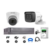 Kit 2 Cámaras de Seguridad Hikvision Full Hd Vigilancia 2 Cámara Audio Incorporado Disco Duro 1Tb