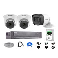 Kit 3 Cámaras de Seguridad Hikvision Full Hd Vigilancia 3 Cámara Audio Incorporado Disco 1Tb
