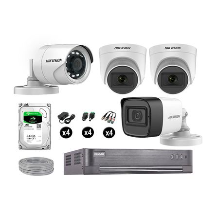 Kit 4 Cámaras de Seguridad Hikvision Full Hd Vigilancia 3 Cámara Audio Incorporado Disco 1Tb