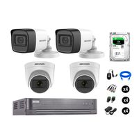 Kit 4 Cámaras de Seguridad Hikvision Audio Incorporado Full Hd 1080P Vigilancia Disco Duro 1Tb