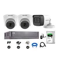 Kit 3 Cámaras de Seguridad Hikvision Full Hd Vigilancia 3 Cámara Audio Incorporado Disco Duro 1Tb