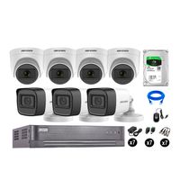 Kit 7 Cámaras de Seguridad Hikvision Audio Incorporado Full Hd 1080P Vigilancia Disco Duro 1Tb