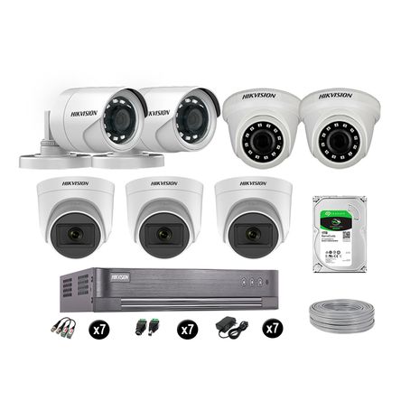 Kit 7 Cámaras de Seguridad Hikvision Full Hd Vigilancia 03 Cámara Audio Incorporado Disco 1Tb