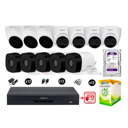 Cámaras Seguridad Kit 12 Fhd 4 Camara Audio 2tb Reconocimiento Facial Dahua