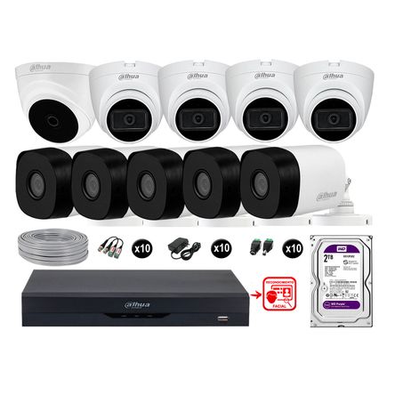 Cámaras Seguridad Kit 10 Fhd 4 Camara Audio 2tb Reconocimiento Facial Dahua