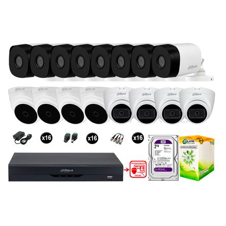 Cámaras Seguridad Kit 16 Fhd 4 Camara Audio 2tb Reconocimiento Facial Dahua