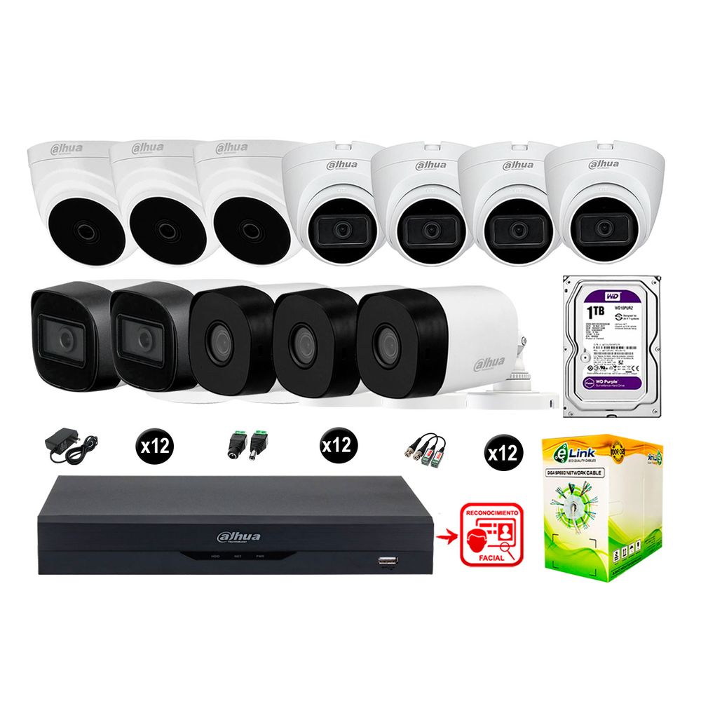 Cámaras Seguridad Kit 12 Fhd 6 Camara Audio 1tb Reconocimiento Facial Cámaras Seguridad Kit 12 Fhd 6 Camara Audio 1tb Reconocimiento Facial