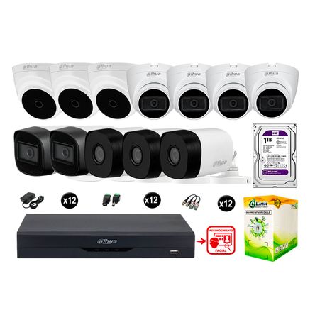 Cámaras Seguridad Kit 12 Fhd 6 Camara Audio 1tb Reconocimiento Facial Dahua