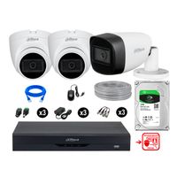Cámaras Seguridad Kit 3 Fhd 3 Camara Audio  1tb Reconocimiento Facial