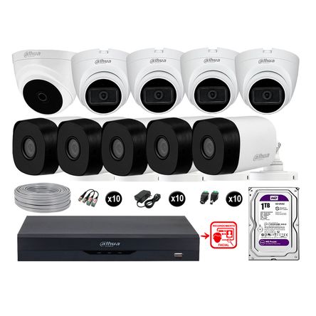 Cámaras Seguridad Kit 10 Fhd 4 Camara Audio 1tb Reconocimiento Facial Dahua