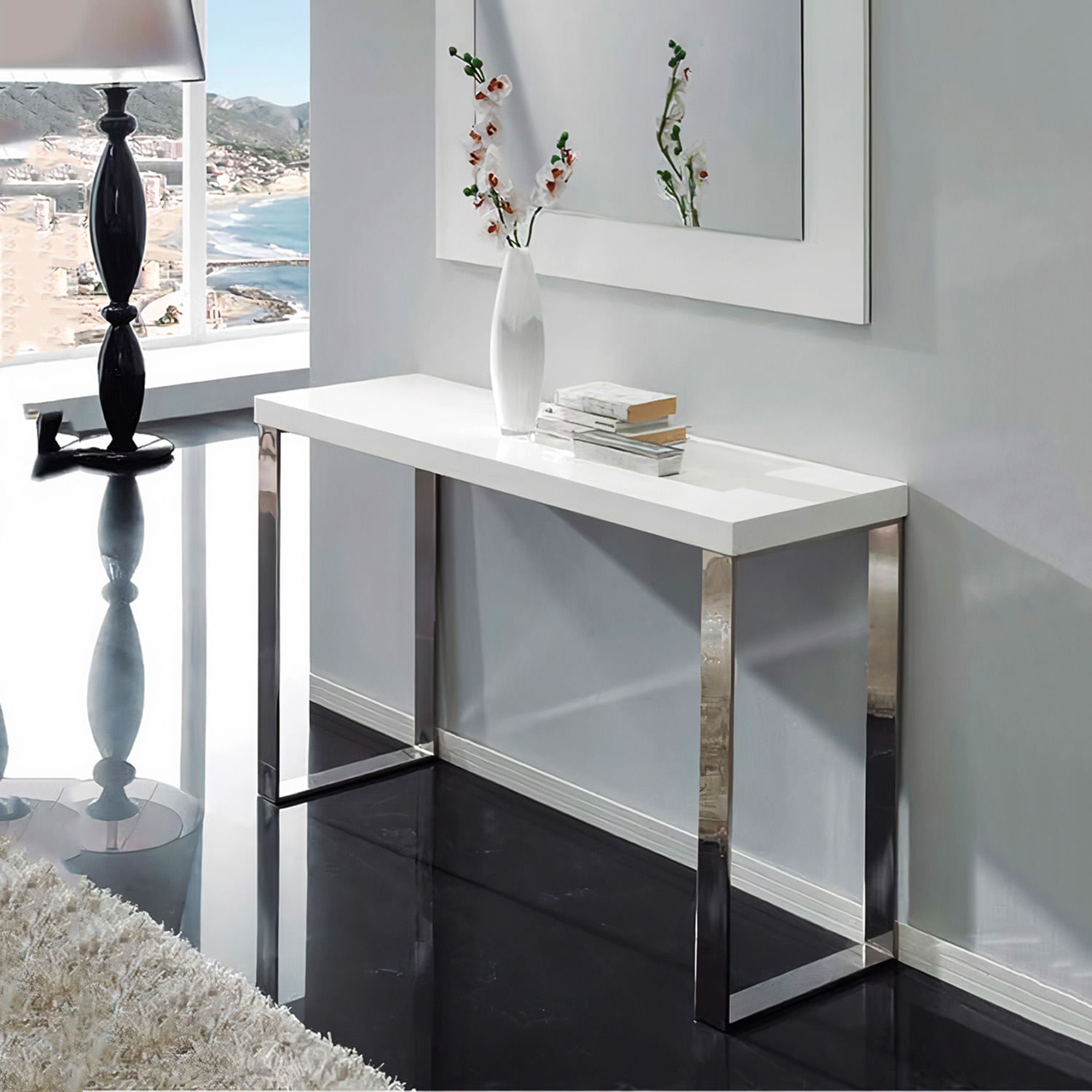 Consola Decor Mesas Platinium Mármol Blanco