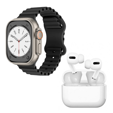 Pack Smartwatch H11 Ultra Plus Negro y Audífonos I13 Pro Blanco