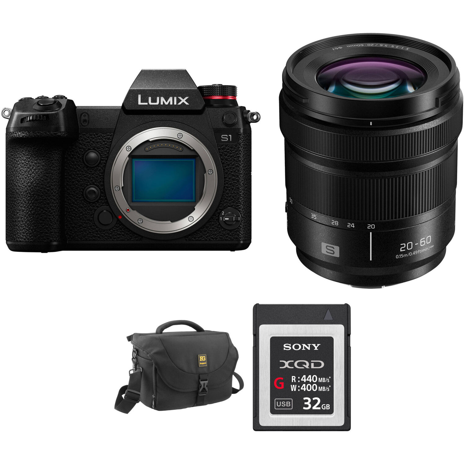 Cámara Mirrorless Panasonic Lumix S1 con Kit de Lentes de 20 60Mm