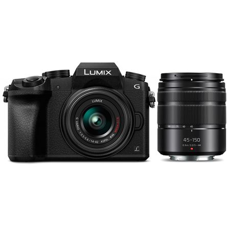 Cámara Mirrorless Panasonic Lumix G7 con Lentes 14 42Mm y 45 150Mm Negro