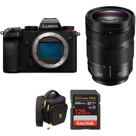 Cámara Mirrorless Panasonic Lumix S5 con Lente 24 105 Mm y Kit de Accesorios