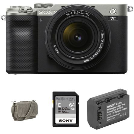 Cámara sin Espejo Sony A7C con Lente de 28 60Mm y Kit de Accesorios Plata Cámara sin Espejo Sony A7C con Lente de 28 60Mm y Kit de Accesorios Plata