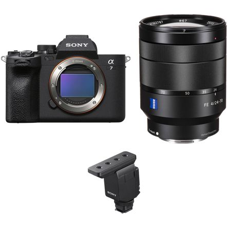 Cámara Mirrorless Sony A7 Iv con Lente 24 70Mm F 4 y Kit de Micrófono