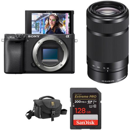 Cámara Mirrorless Sony A6400 con Lente 55 210Mm y Kit de Accesorios