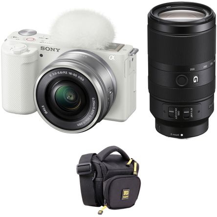 Cámara Mirrorless Sony Zv E10 con Lentes 16 50Mm 70 350Mm y Kit de Bolsa Blanca