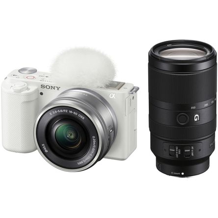 Cámara Mirrorless Sony Zv E10 Kit con Lentes 16 50Mm y 70 350Mm Blanco