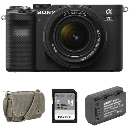 Cámara Mirrorless Sony A7C con Lente de 28 60Mm y Kit de Accesorios Negro