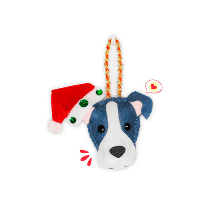 Colgante Navidad Dog Lover Khurmi Pitbull Plomo/Blanco Hecho a Mano KHURMI MASCOTAS